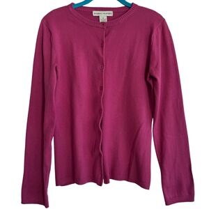 Bamboo Traders Women's Pink Cardigan Sweater Size S Button Front Long Sleeve